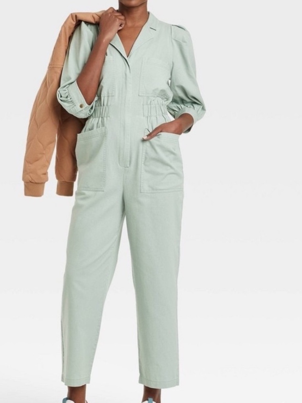 Universal Thread Women's Puff 3/4
Sleeve Jumpsuit Boilersuit Green